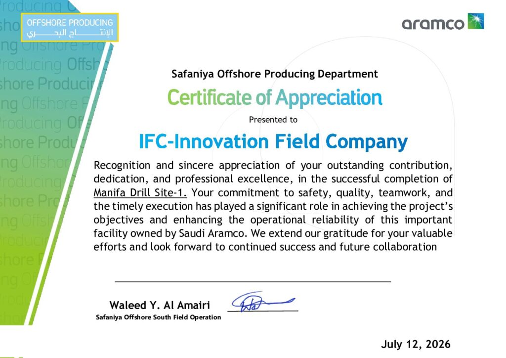 Offshore Producing - Certifficate of Appreciation Manifa DS (1)